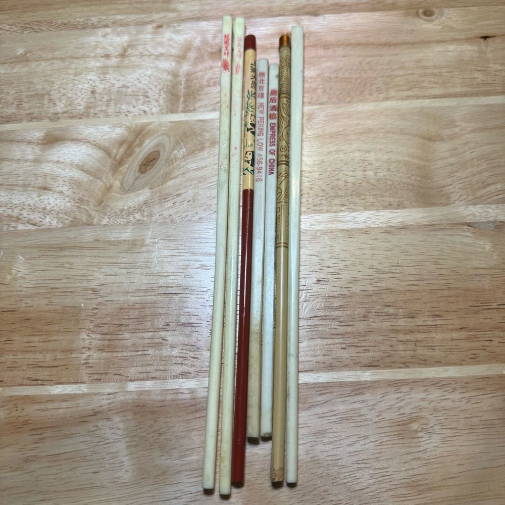 Misc Vintage Chopsticks Wooden and Plastic Lot Collector Display Pieces Ethnic